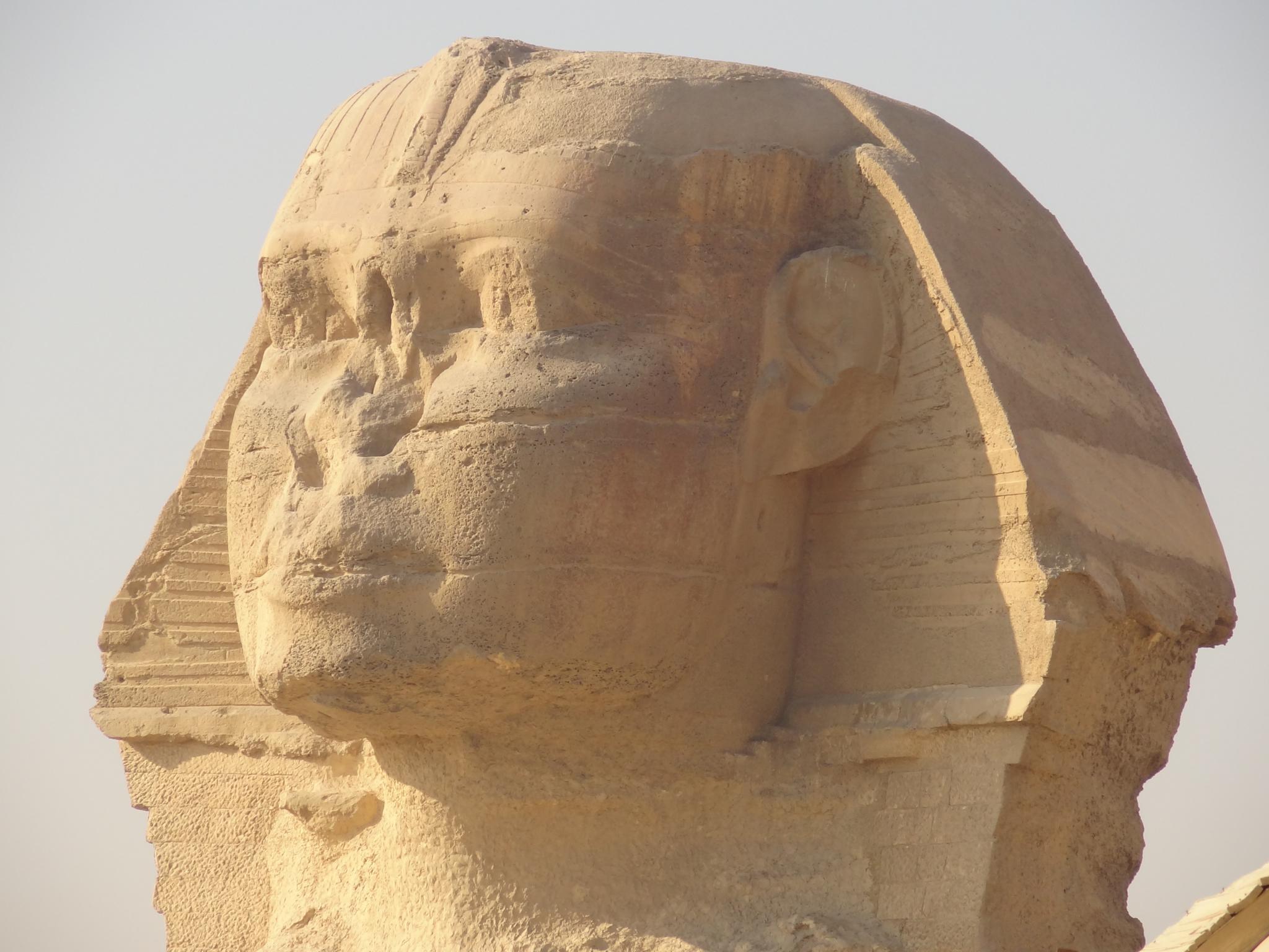 Egito esfinge rosto e pirâmide em Gizé fotos, imagens de